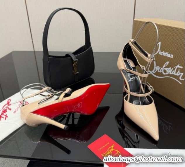 Best Product Christian Louboutin Patent Leather Pumps with Trible Straps CL120902 Nude 2026