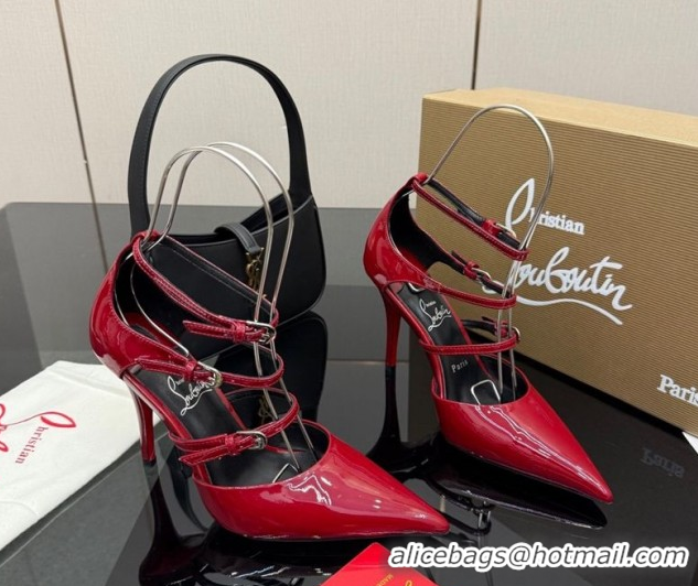 Good Product Christian Louboutin Patent Leather Pumps with Trible Straps CL120902 Red 2026
