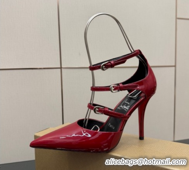 Good Product Christian Louboutin Patent Leather Pumps with Trible Straps CL120902 Red 2026