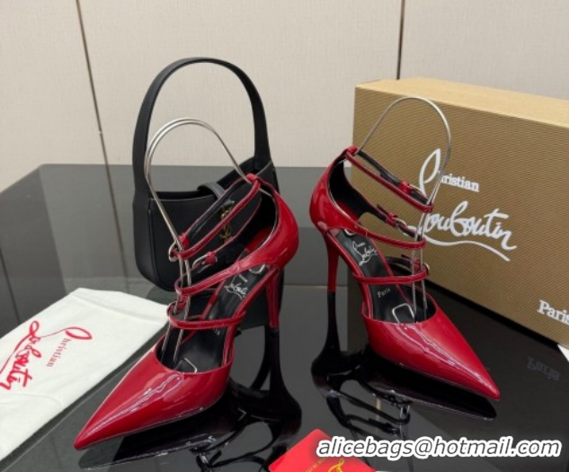 Good Product Christian Louboutin Patent Leather Pumps with Trible Straps CL120902 Red 2026