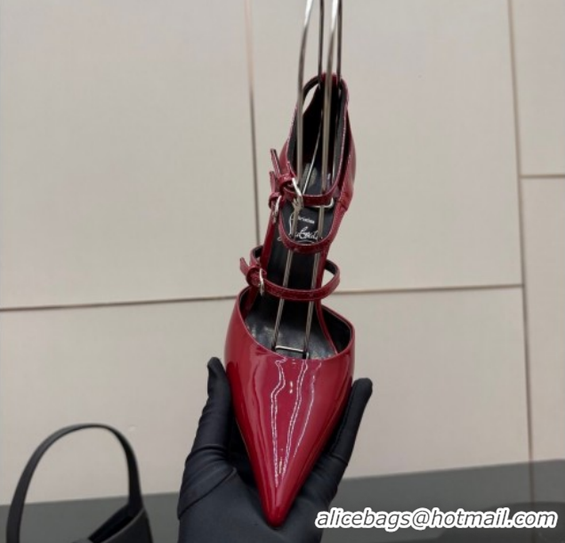 Good Product Christian Louboutin Patent Leather Pumps with Trible Straps CL120902 Red 2026