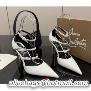 Low Price Christian Louboutin Patent Leather Pumps with Trible Straps CL120902 White 2026