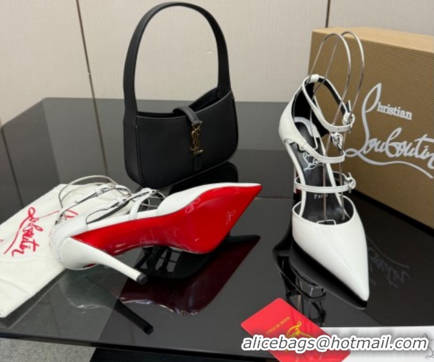 Low Price Christian Louboutin Patent Leather Pumps with Trible Straps CL120902 White 2026