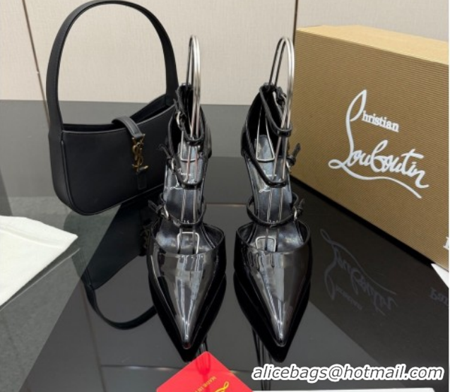 Pretty Style Christian Louboutin Patent Leather Pumps with Trible Straps CL120902 Black 2026