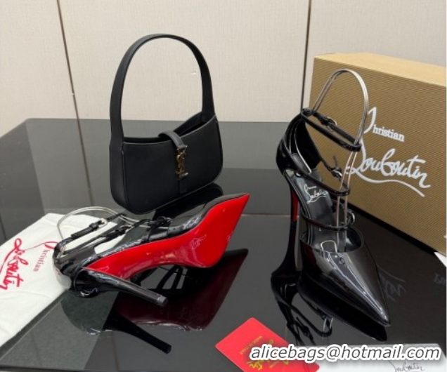 Pretty Style Christian Louboutin Patent Leather Pumps with Trible Straps CL120902 Black 2026