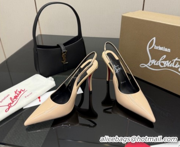 Unique Style Christian Louboutin Patent Leather Slingbacks Pump CL120903 Nude 2026