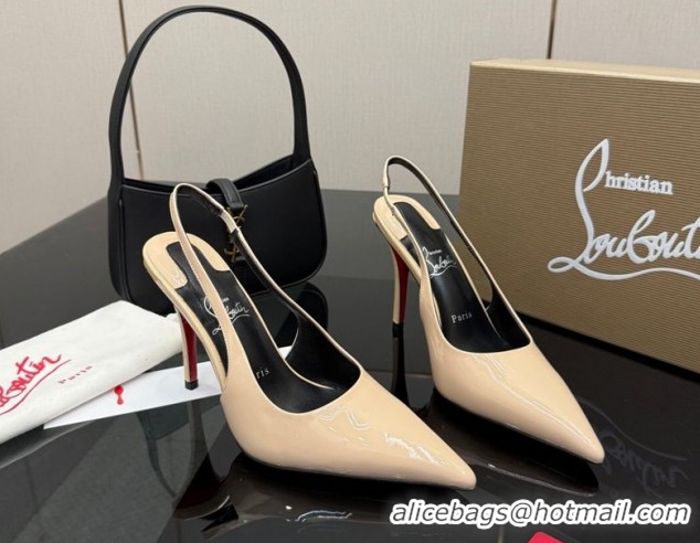 Unique Style Christian Louboutin Patent Leather Slingbacks Pump CL120903 Nude 2026