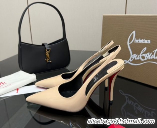 Unique Style Christian Louboutin Patent Leather Slingbacks Pump CL120903 Nude 2026