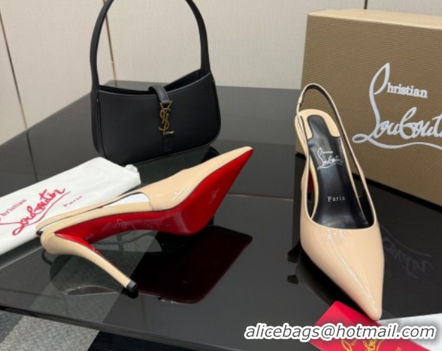 Unique Style Christian Louboutin Patent Leather Slingbacks Pump CL120903 Nude 2026