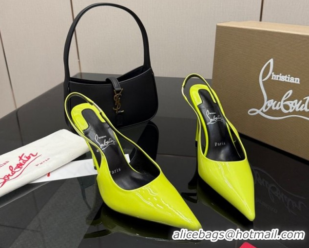 Buy Luxury Christian Louboutin Patent Leather Slingbacks Pump CL120903 Neon Green 2026
