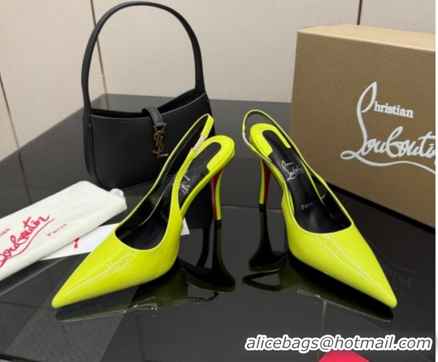 Buy Luxury Christian Louboutin Patent Leather Slingbacks Pump CL120903 Neon Green 2026