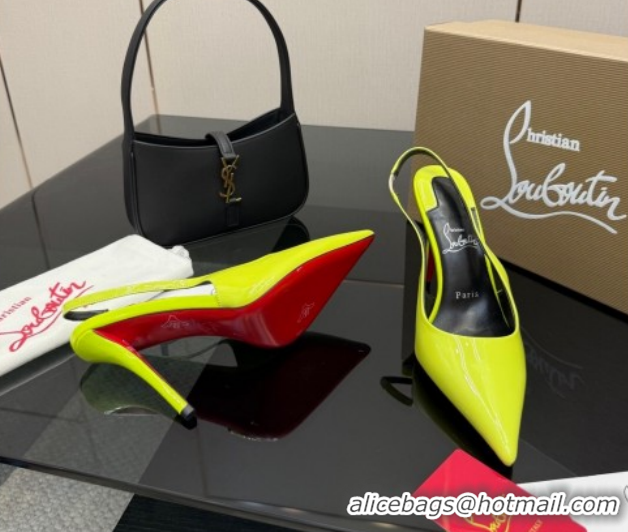 Buy Luxury Christian Louboutin Patent Leather Slingbacks Pump CL120903 Neon Green 2026