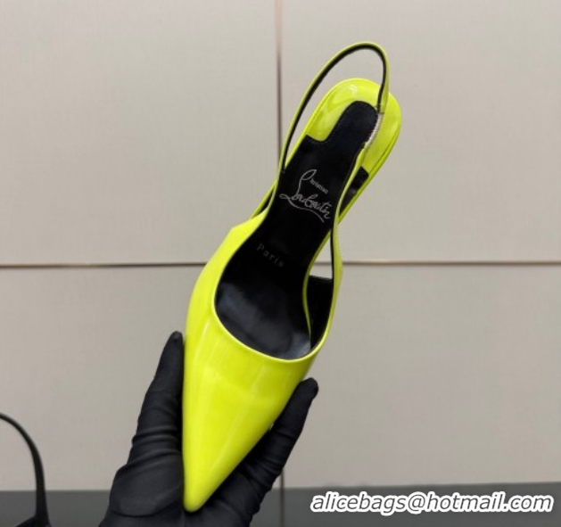 Buy Luxury Christian Louboutin Patent Leather Slingbacks Pump CL120903 Neon Green 2026