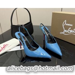 Grade Quality Christian Louboutin Patent Leather Slingbacks Pump CL120903 Blue 2026