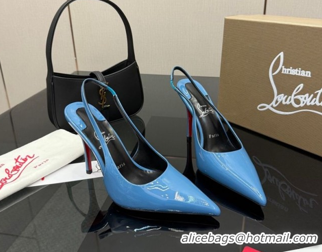 Grade Quality Christian Louboutin Patent Leather Slingbacks Pump CL120903 Blue 2026