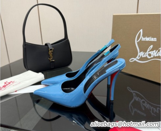 Grade Quality Christian Louboutin Patent Leather Slingbacks Pump CL120903 Blue 2026