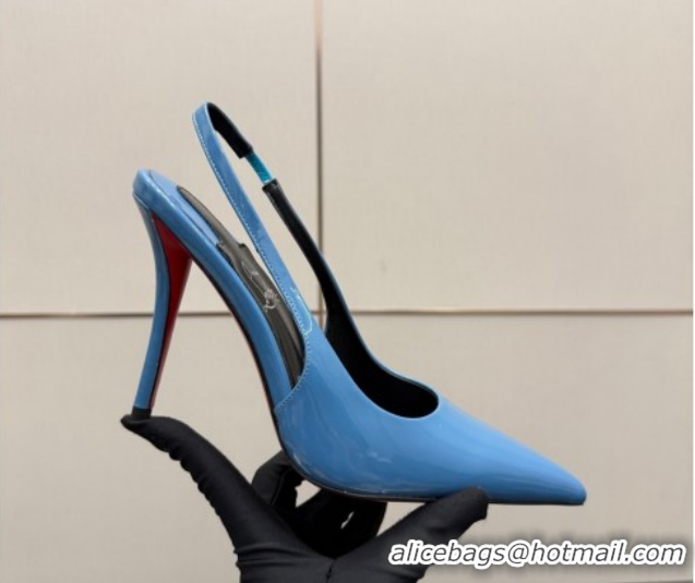 Grade Quality Christian Louboutin Patent Leather Slingbacks Pump CL120903 Blue 2026
