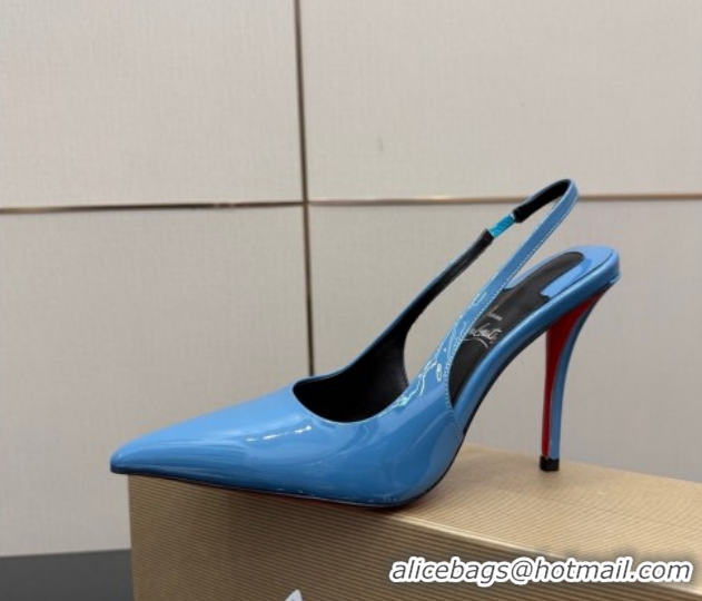 Grade Quality Christian Louboutin Patent Leather Slingbacks Pump CL120903 Blue 2026