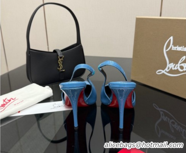 Grade Quality Christian Louboutin Patent Leather Slingbacks Pump CL120903 Blue 2026