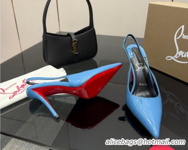 Grade Quality Christian Louboutin Patent Leather Slingbacks Pump CL120903 Blue 2026