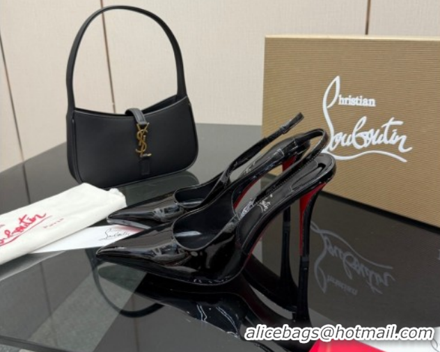 Top Grade Christian Louboutin Patent Leather Slingbacks Pump CL120903 Black 2026