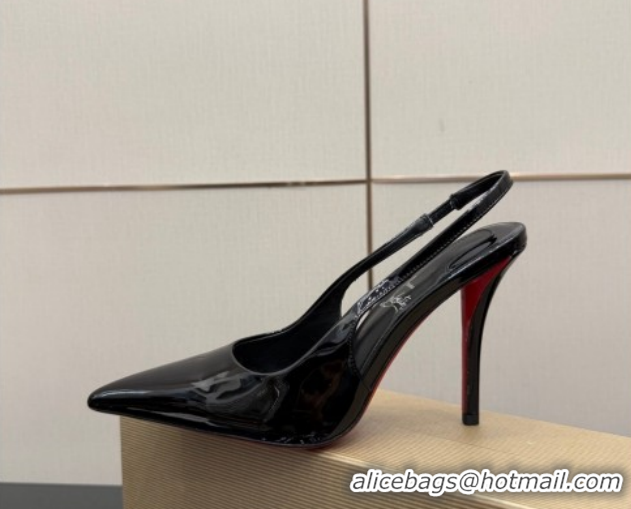 Top Grade Christian Louboutin Patent Leather Slingbacks Pump CL120903 Black 2026