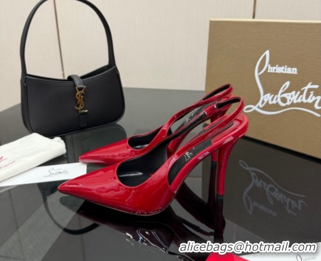 Luxurious Christian Louboutin Patent Leather Slingbacks Pump CL120903 Red 2026