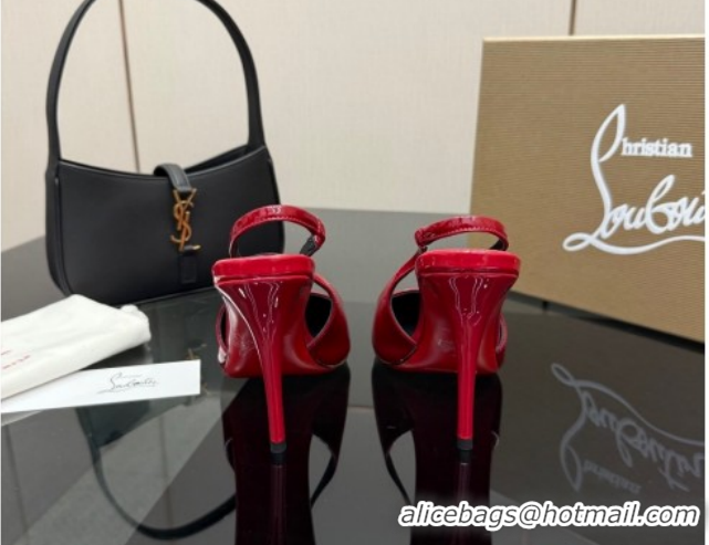 Luxurious Christian Louboutin Patent Leather Slingbacks Pump CL120903 Red 2026