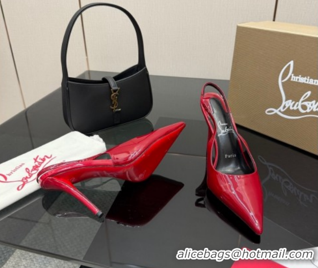 Luxurious Christian Louboutin Patent Leather Slingbacks Pump CL120903 Red 2026