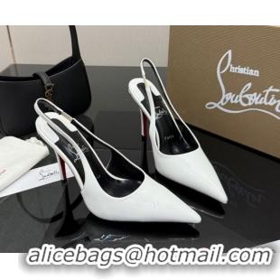 Good Looking Christian Louboutin Patent Leather Slingbacks Pump CL120903 White 2026