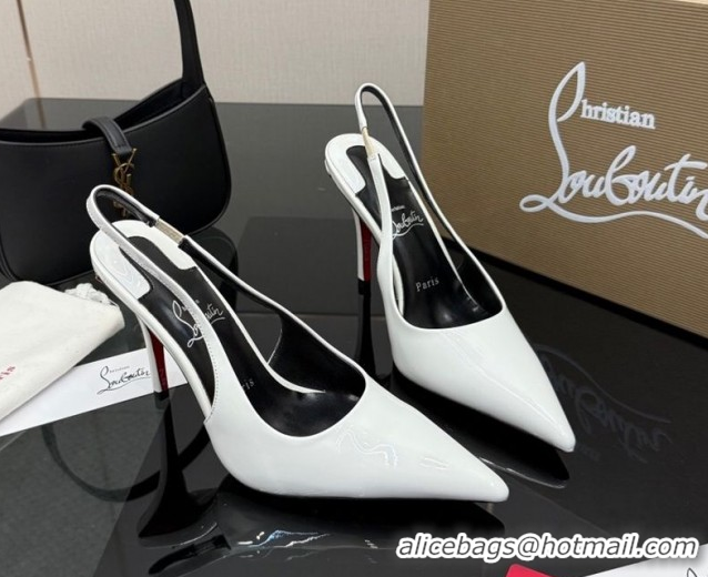 Good Looking Christian Louboutin Patent Leather Slingbacks Pump CL120903 White 2026