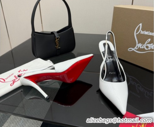Good Looking Christian Louboutin Patent Leather Slingbacks Pump CL120903 White 2026