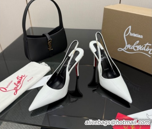 Good Looking Christian Louboutin Patent Leather Slingbacks Pump CL120903 White 2026