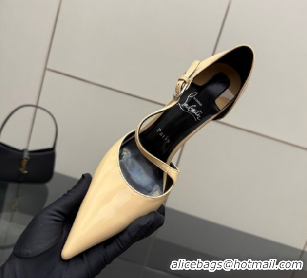Sumptuous Christian Louboutin Miss Ziggyta Heel Pumps 10cm with Strap in Patent Leather Nude 1209130 2026