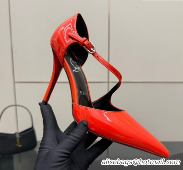 Purchase Christian Louboutin Miss Ziggyta Heel Pumps 10cm with Strap in Patent Leather 1209130 Red 2026