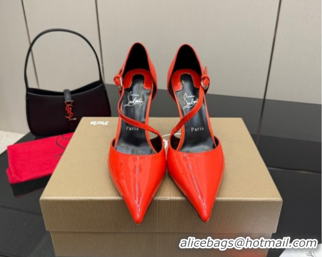 Purchase Christian Louboutin Miss Ziggyta Heel Pumps 10cm with Strap in Patent Leather 1209130 Red 2026