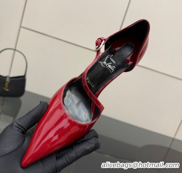 Durable Christian Louboutin Miss Ziggyta Heel Pumps 10cm with Strap in Patent Leather 1209130 Dark Burgundy 2026