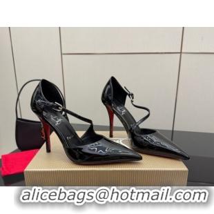 Discount Christian Louboutin Miss Ziggyta Heel Pumps 10cm with Strap in Patent Leather Black 1209133 2026