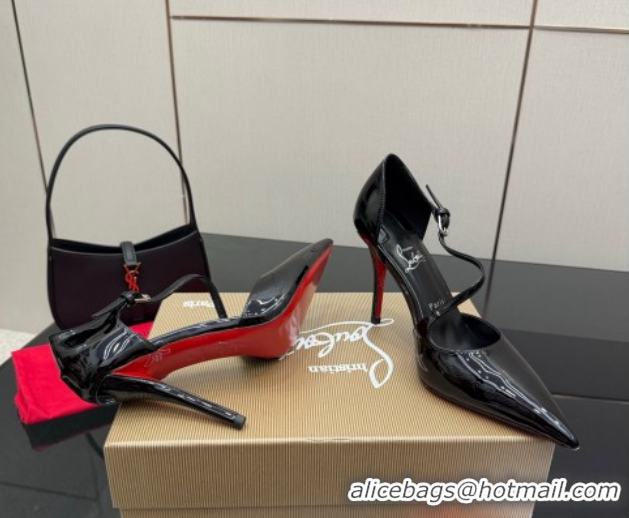 Discount Christian Louboutin Miss Ziggyta Heel Pumps 10cm with Strap in Patent Leather Black 1209133 2026