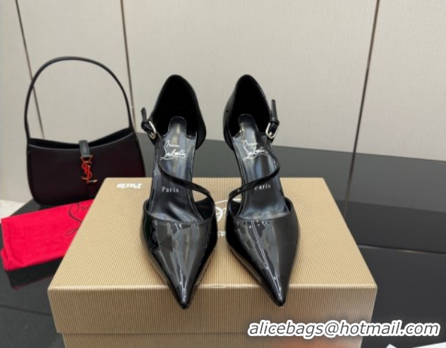 Discount Christian Louboutin Miss Ziggyta Heel Pumps 10cm with Strap in Patent Leather Black 1209133 2026