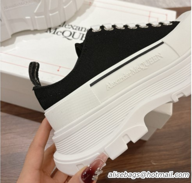 Luxury Alexander McQueen Tread Slick Canvas Lace Up Sneakers 5cm Black/White 1208004 2026