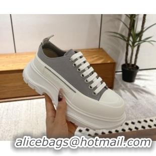 Low Cost Alexander McQueen Tread Slick Canvas Lace Up Sneakers 5cm Grey 208005 2026