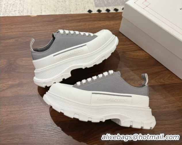 Low Cost Alexander McQueen Tread Slick Canvas Lace Up Sneakers 5cm Grey 208005 2026