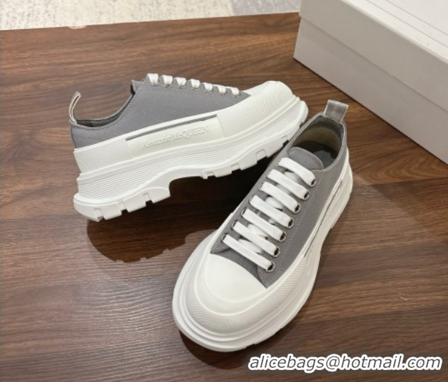 Low Cost Alexander McQueen Tread Slick Canvas Lace Up Sneakers 5cm Grey 208005 2026