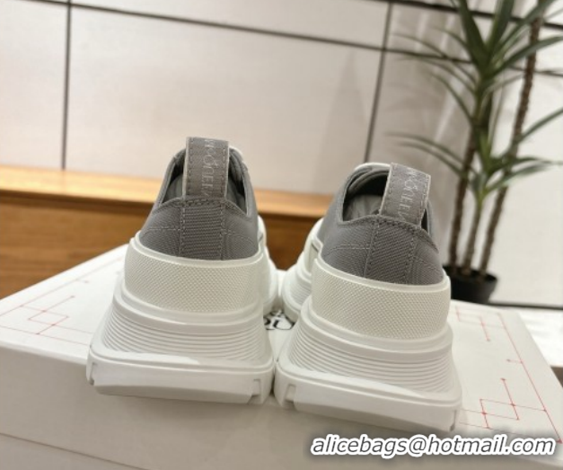 Low Cost Alexander McQueen Tread Slick Canvas Lace Up Sneakers 5cm Grey 208005 2026