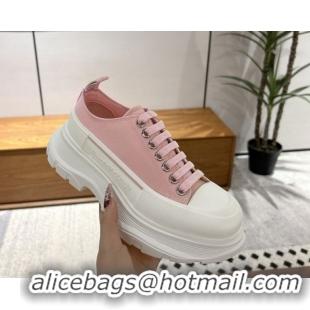 Low Cost Alexander McQueen Tread Slick Canvas Lace Up Sneakers 5cm 208005 Pink 2026