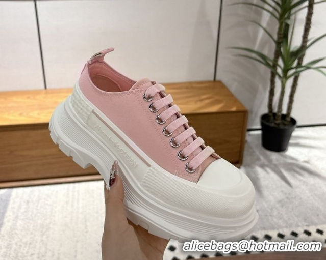 Low Cost Alexander McQueen Tread Slick Canvas Lace Up Sneakers 5cm 208005 Pink 2026