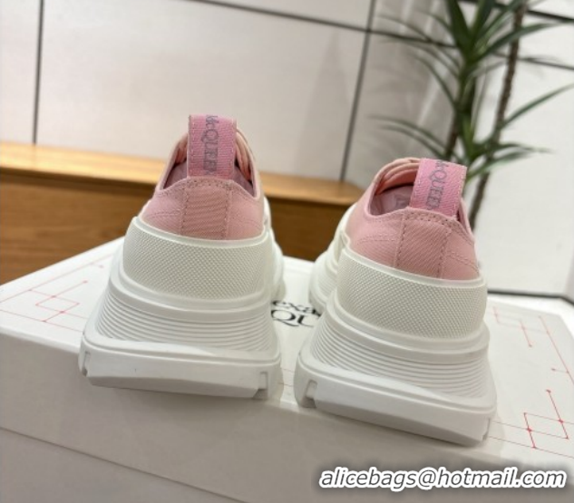 Low Cost Alexander McQueen Tread Slick Canvas Lace Up Sneakers 5cm 208005 Pink 2026