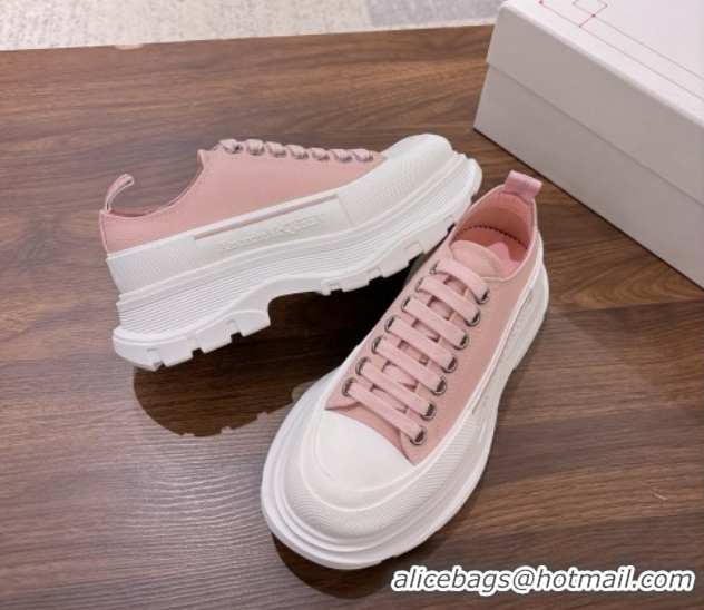 Low Cost Alexander McQueen Tread Slick Canvas Lace Up Sneakers 5cm 208005 Pink 2026