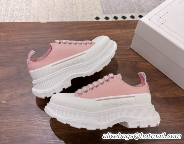Low Cost Alexander McQueen Tread Slick Canvas Lace Up Sneakers 5cm 208005 Pink 2026